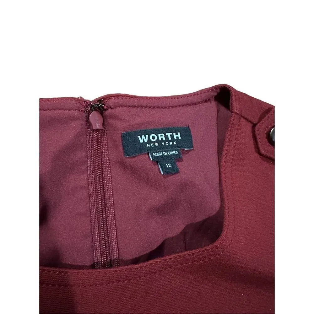 Worth New York Maroon Short Sleeve Sheath Dress sz 12 Red - Image 4