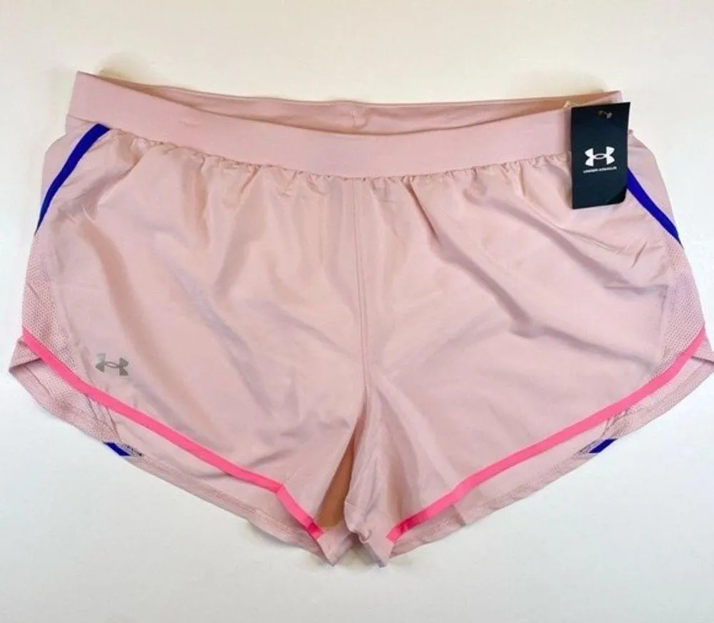 Under Armour UA Fly By 2.0 Short Size 2XL Pink Blue Stripe Running Athletic Run - Image 3