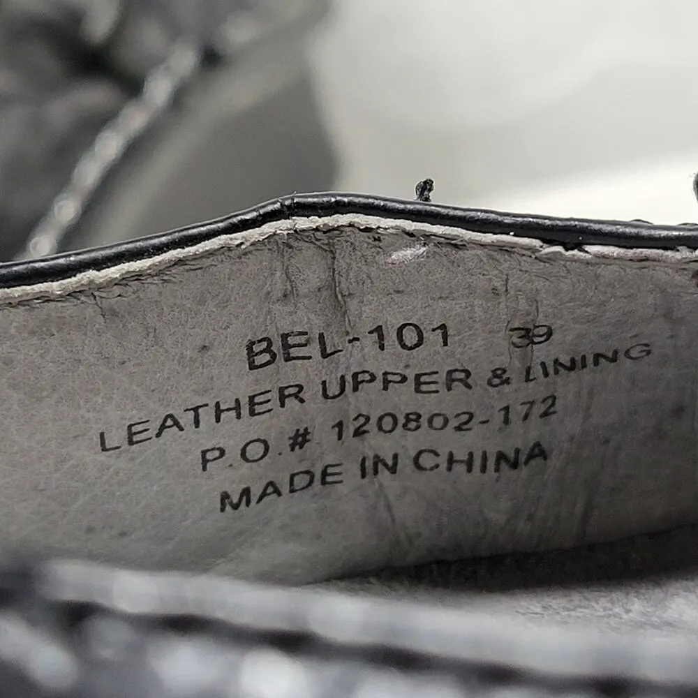 Vintage Alegria Belle Mary Jane Shoes Womens 8.5 Black Crinkle Leather Pumps - Image 2