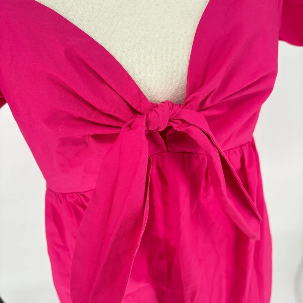 Kocca Hot Pink Mini Dress Short Sleeve Back Elastic Panel Size Small - Image 3