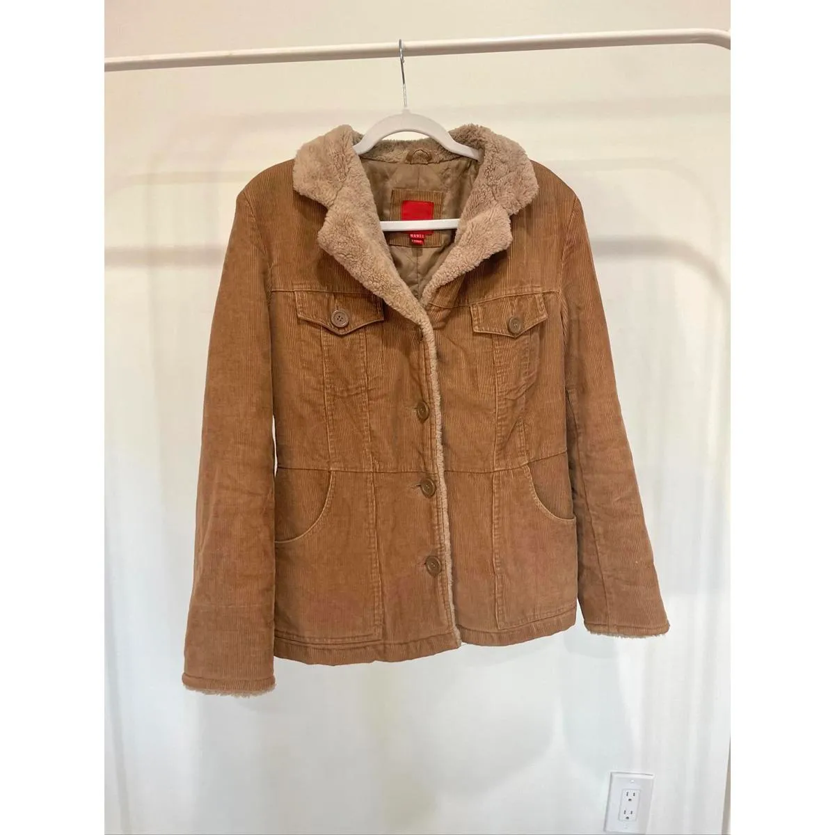 Vintage Esprit Tan Corduroy Fur Jacket - Image 2
