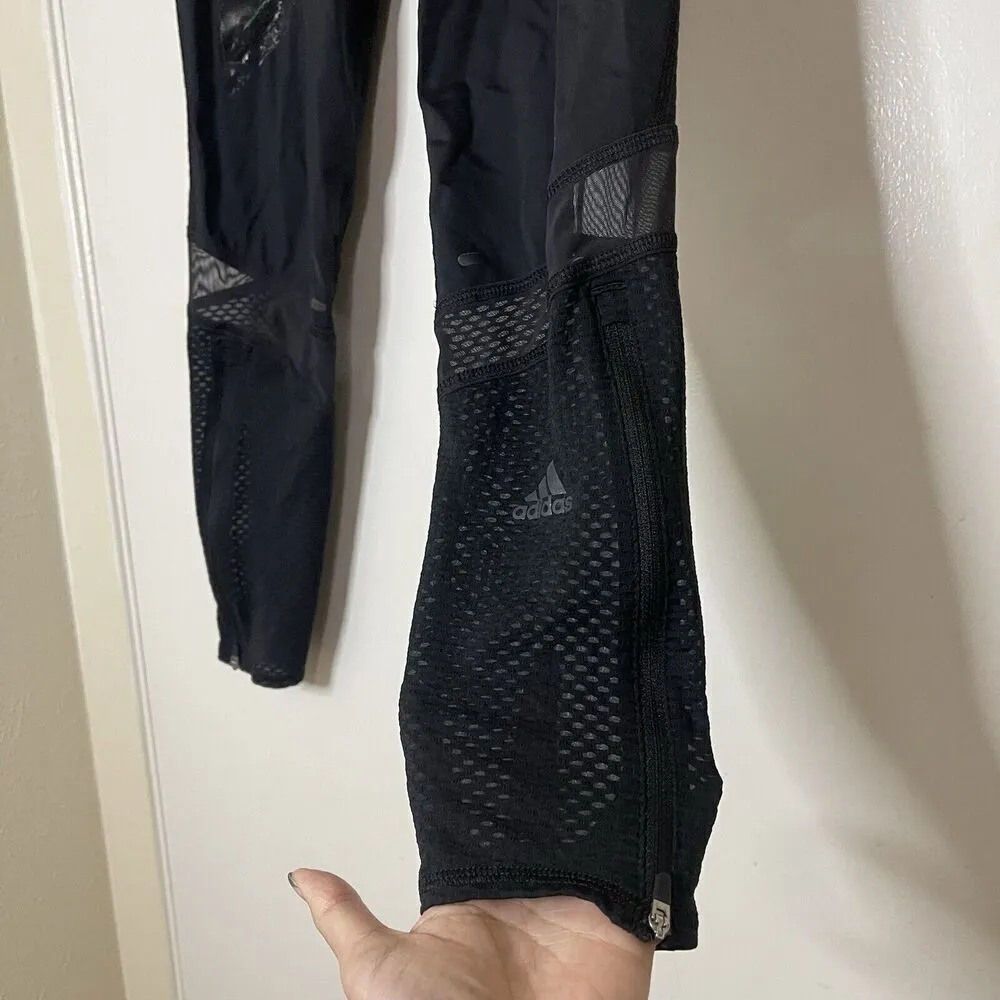 ADIDAS black mesh leg primeblue aeroready workout running leggings small - Image 2