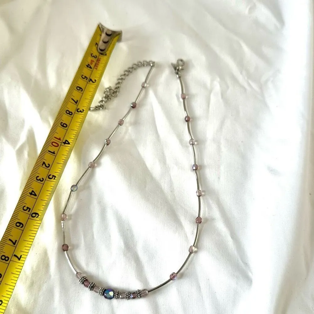 Lady Remington silver and pink beaded necklace - Image 5