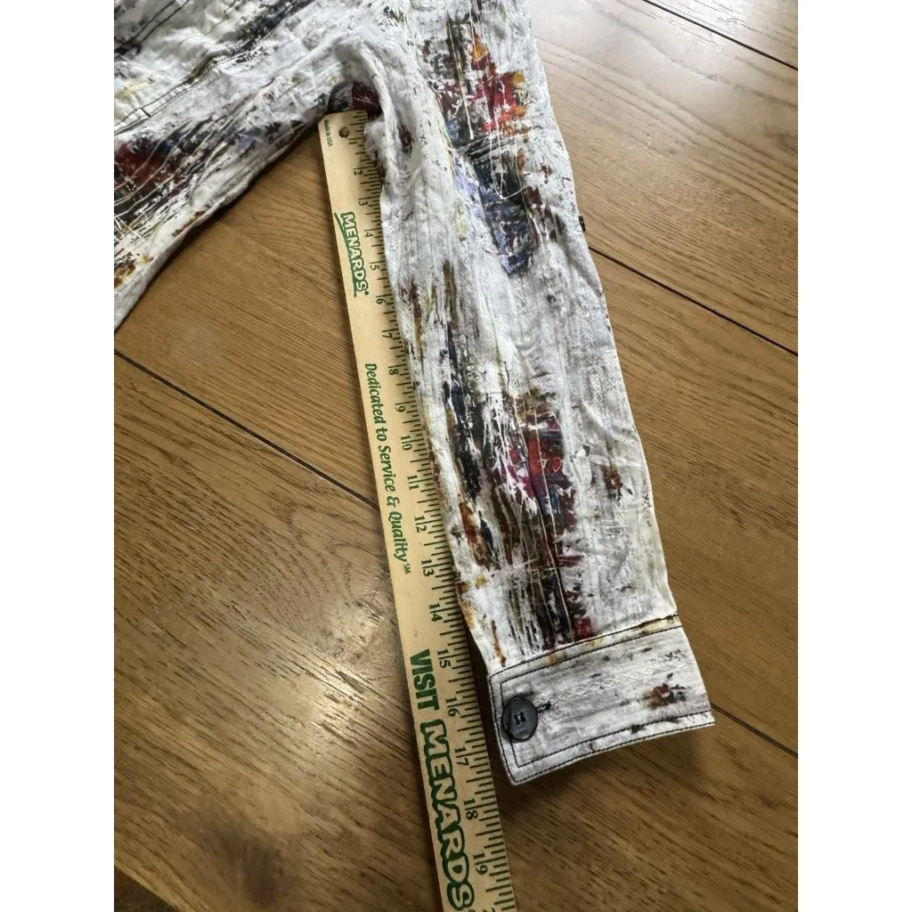 Parsley & Sage Women‎ Size Small Button Down Long Sleeve Shirt Cotton Artsy City - Image 7