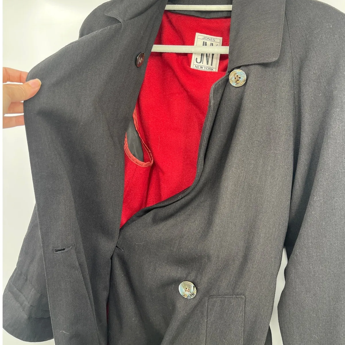 Vtg 90s Jones New York Wool Double Breasted Trench Womens Coat Sz M Preppy USA - Image 4