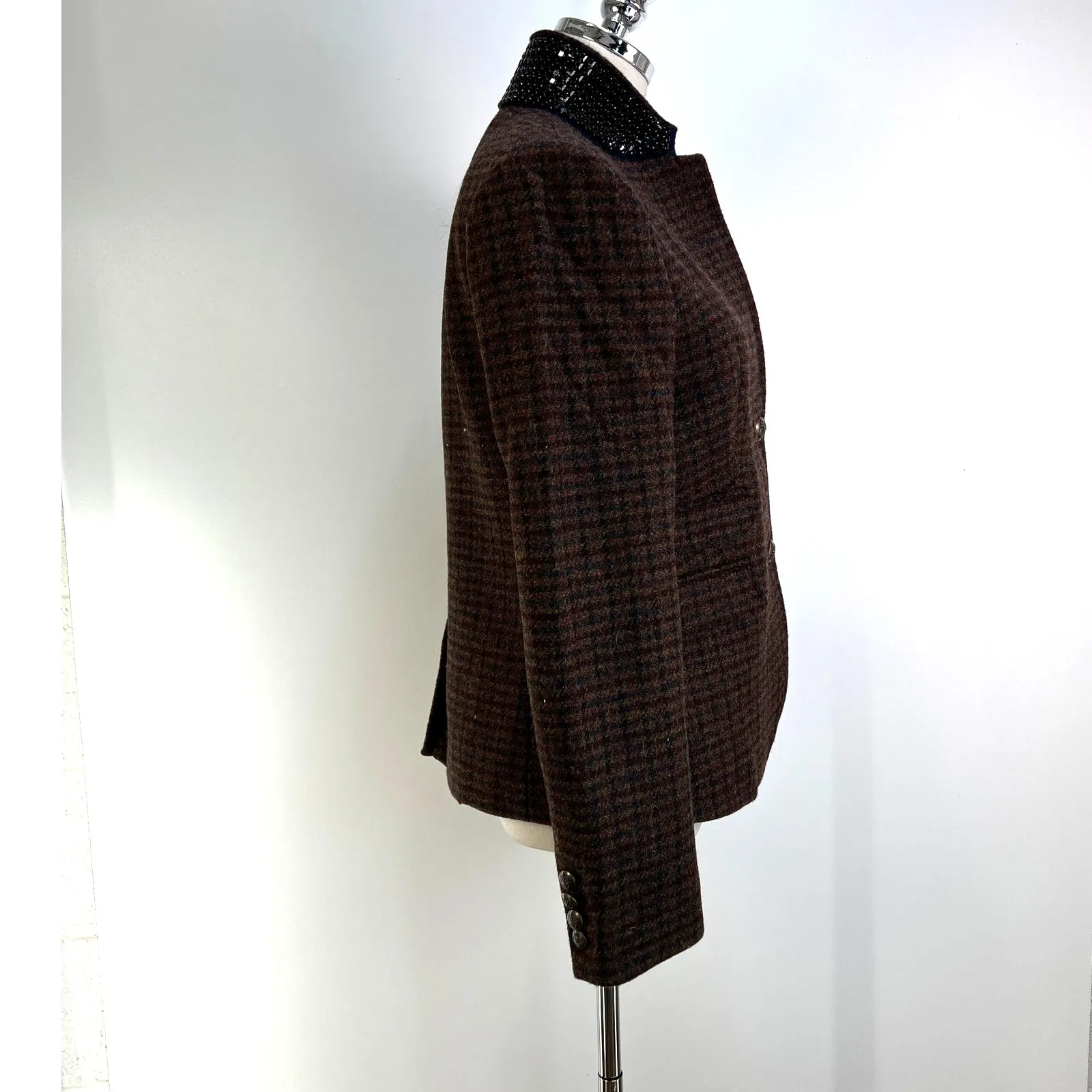 J. Crew School Boy Wool Blazer Brown Plaid Houndstooth - Image 12