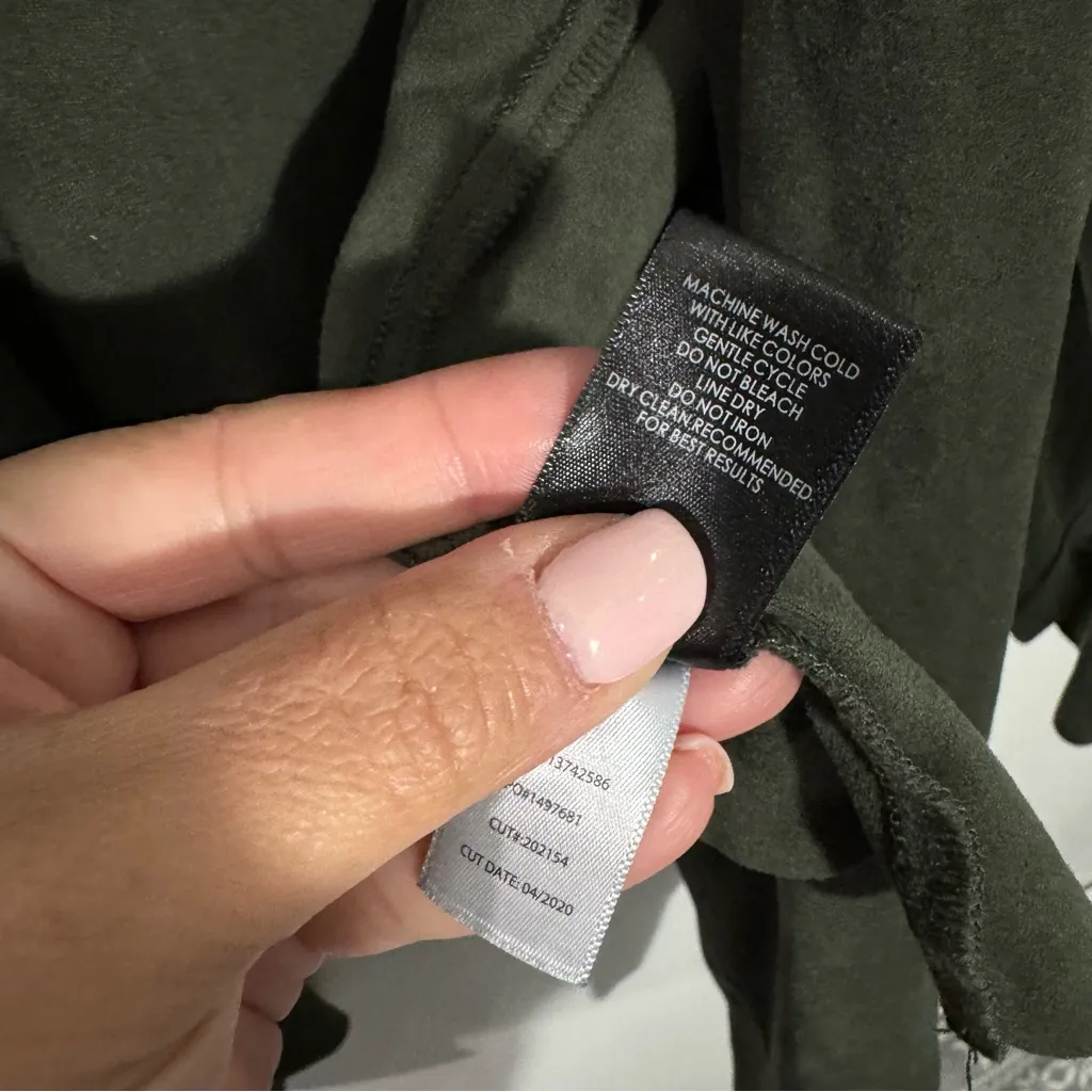 New Torrid‎ Suede Drape Front Jacket In Olive Green Size 3X - Image 7