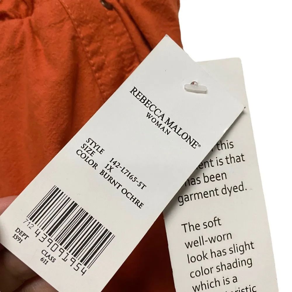 Rebecca Malone Pull-On Capri Pants Womans Plus 1X Burnt Orche Breath 100% Cotton - Image 6