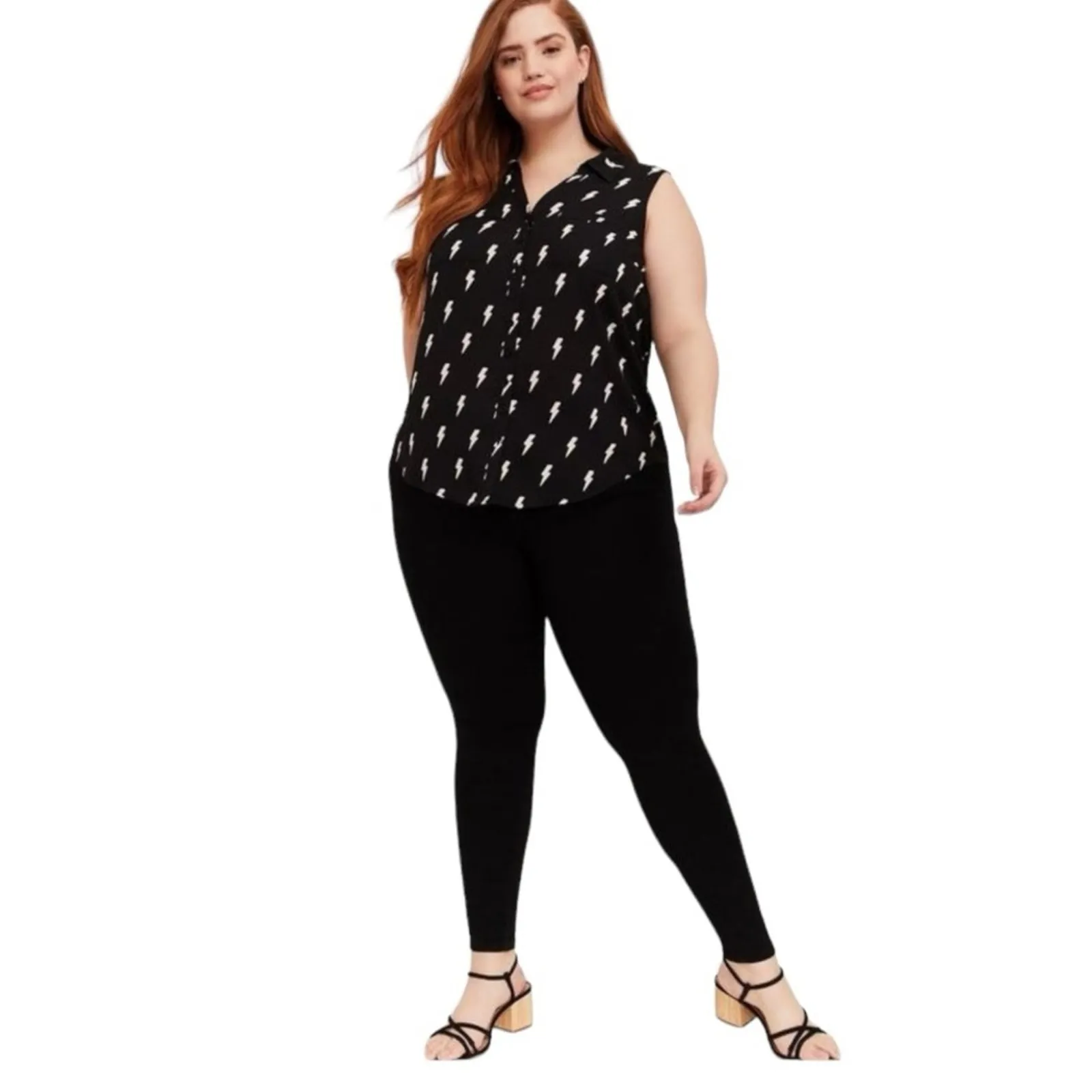 Torrid NWT Madison Georgette Lightning Bolt Button-Up Sleeveless Top 4X - Image 16