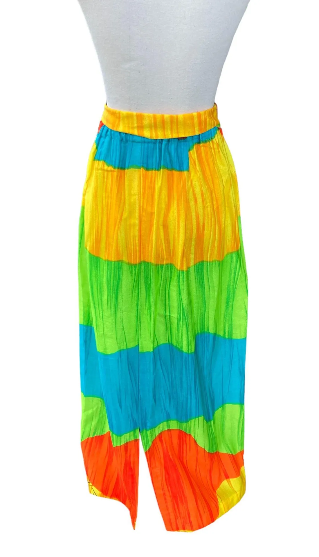 Vintage 70s 80s Alice Of California A Line Multicolor Ombré Maxi Skirt S Multiple - Image 2