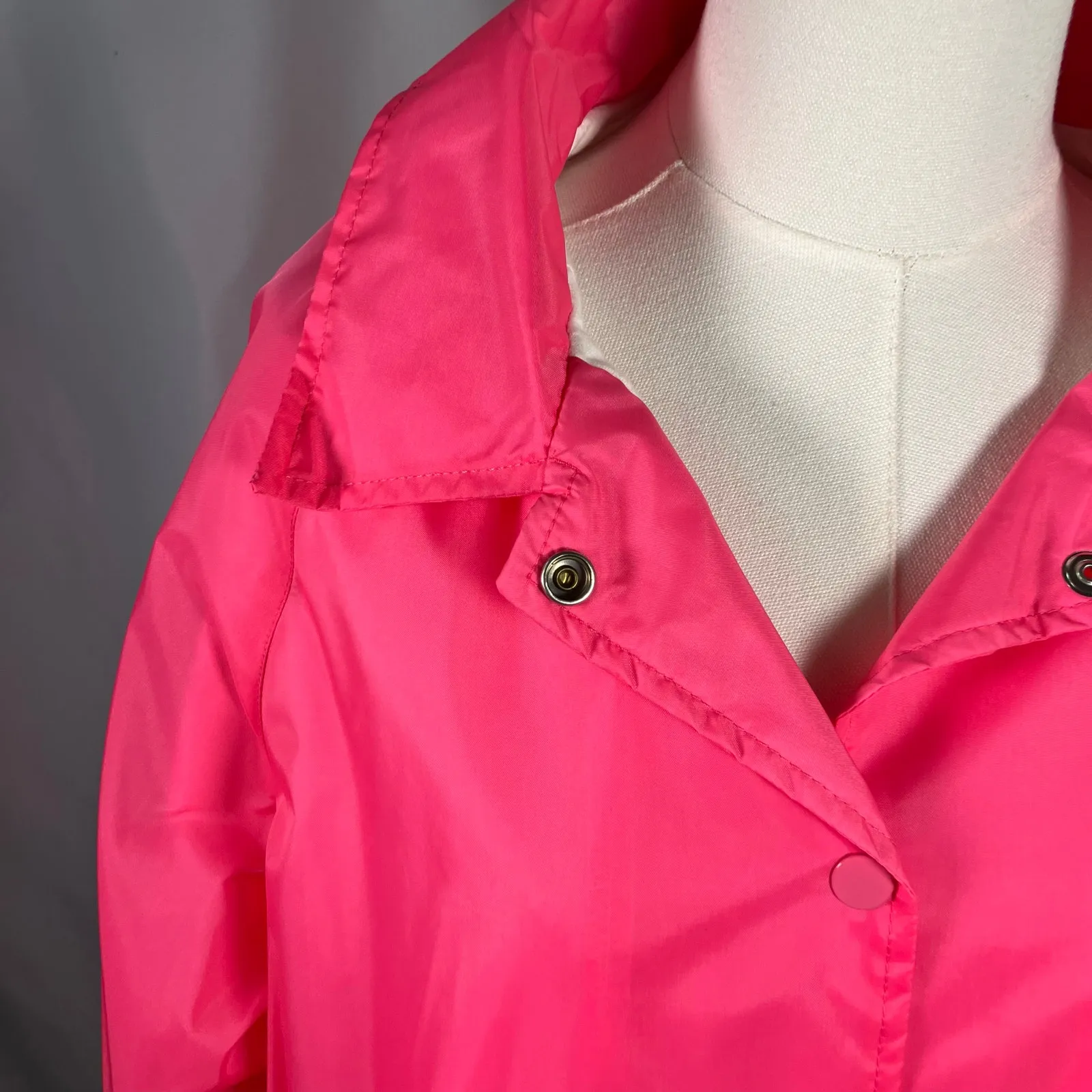 Vintage‎ Ames Hot Pink Windbreaker Nylon Cotton Lined Jacket Size L New 80's Size L - Image 11