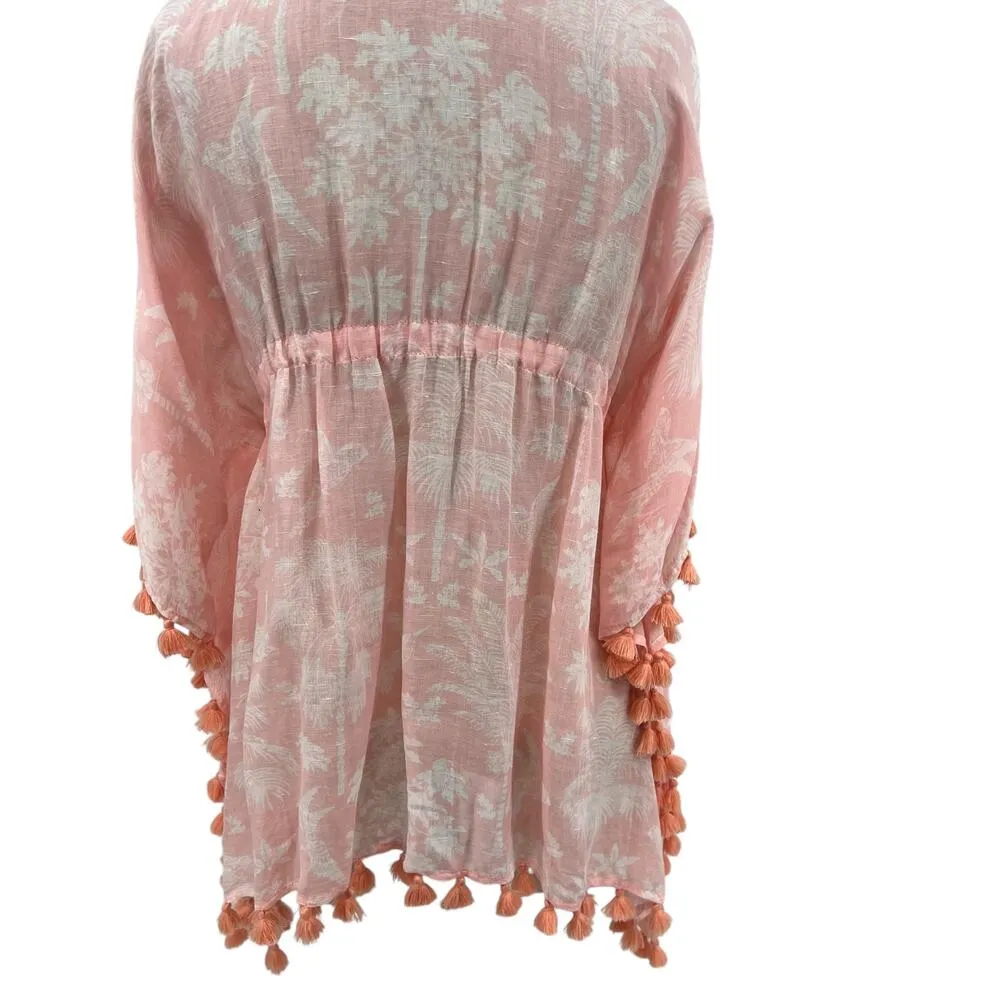 Spartina 449 Old‎ Field Beach Swim Cover Up Tassel Linen Blend Pink One Size - Image 12