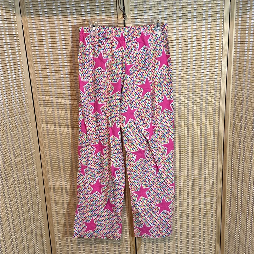 Victoria's Secret Y2K 2 Piece Cotton Pajama Set Pink & White With Stars Medium - Image 11