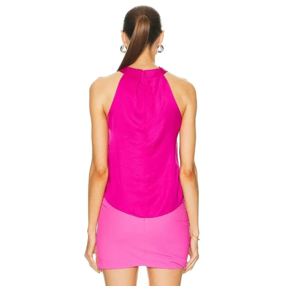 A.L.C. Miranda Top in Disco Pink 4 New Womens Satin Sleeveless Blouse - Image 2