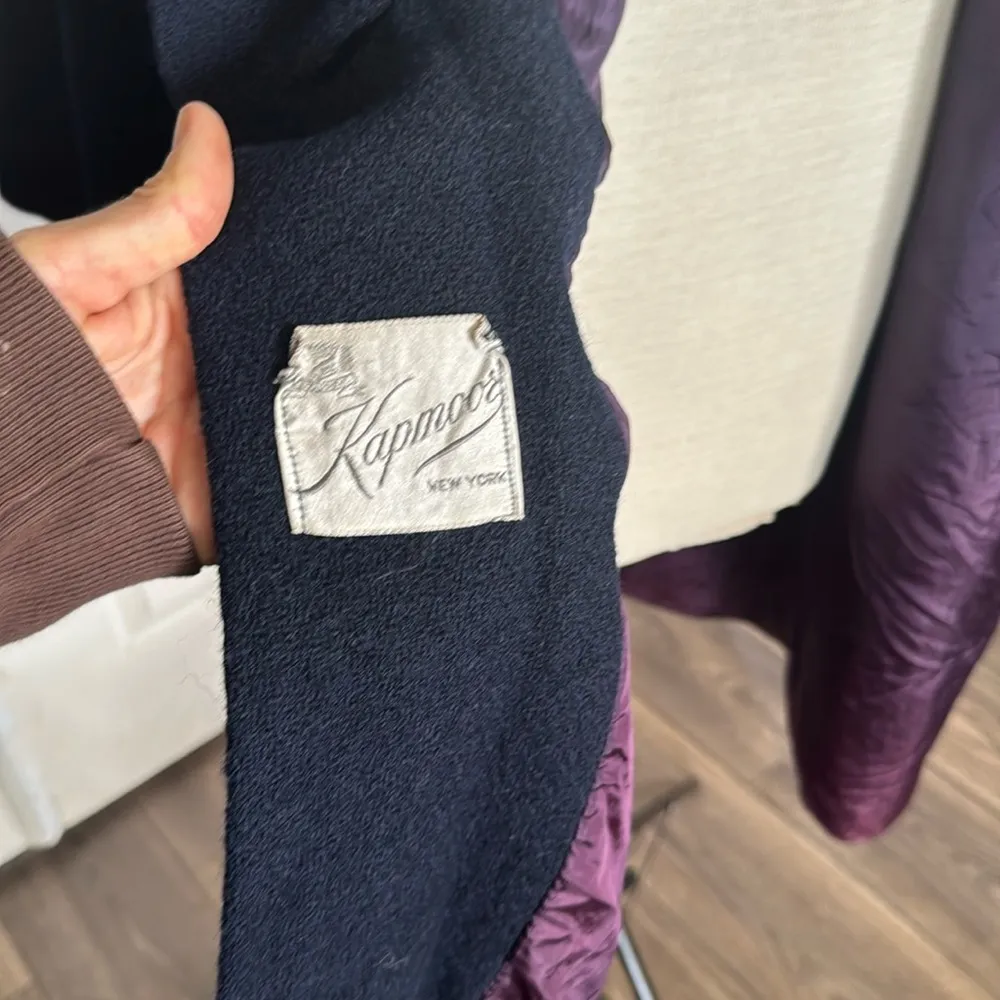 VINTAGE Kapmoor NY ILGWU union tag blue wool Swing coat ornate Asian buttons Size undefined - Image 16