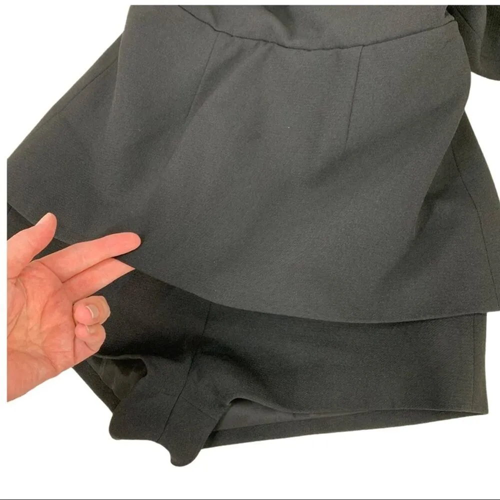 Cameo  | Small | Black Plunging Open Back Short Sleeve Romper Skort - Image 6