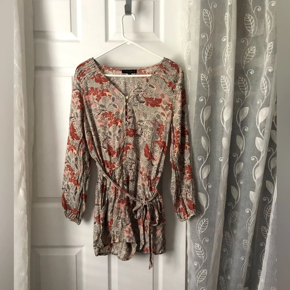 Anthropologie sanctuary Floral Print paisley boho Women romper sz L pockets belt - Image 2