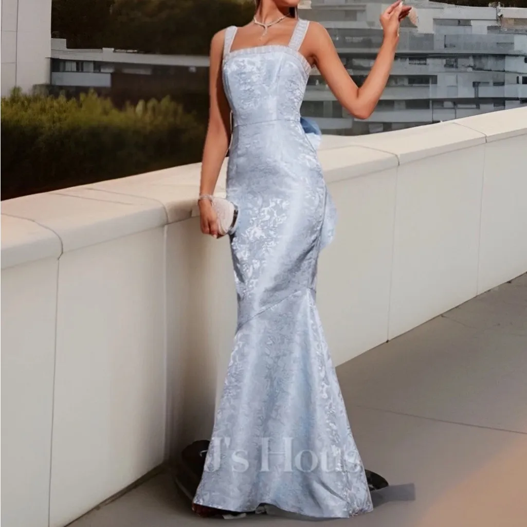 Blue Brocade Mermaid Corset Gown With Pearls Cinderella Dress Size Medium/Large - Image 6