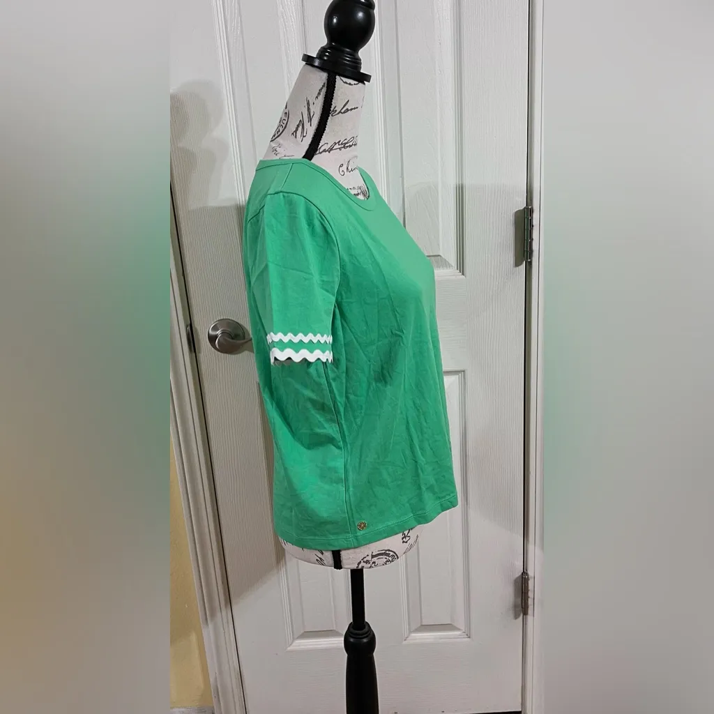 Lilly Pulitzer Green Clairmont Ric Rac Trimmed Knit Top. - Image 4