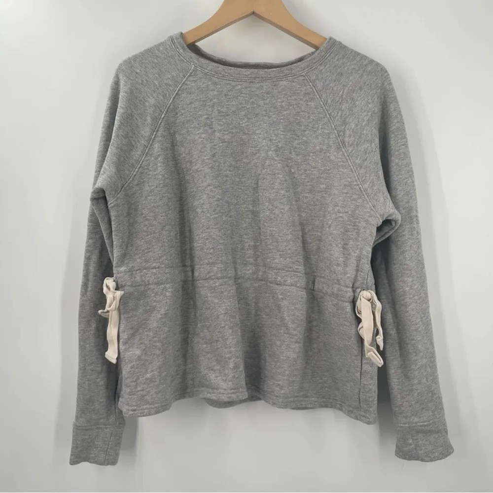 ATHLETA Sweatshirt Studio Cinch French Grey Pullover Tie Waist Size Medium - Image 10