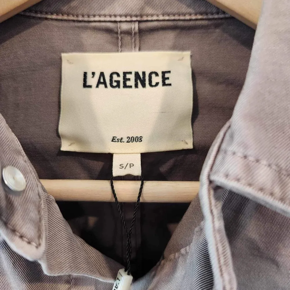 L'AGENCE Samantha Linen Safari Jacket Brown Size S - Image 9