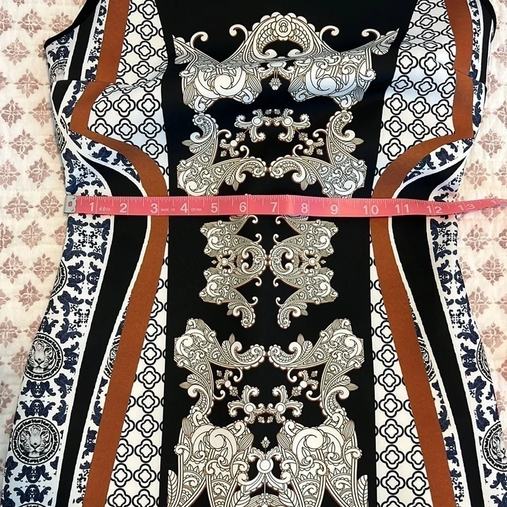 Clover Canon Bodycon Mini Neoprene Scuba Dress Tiger Bollywood Print Size Small - Image 15