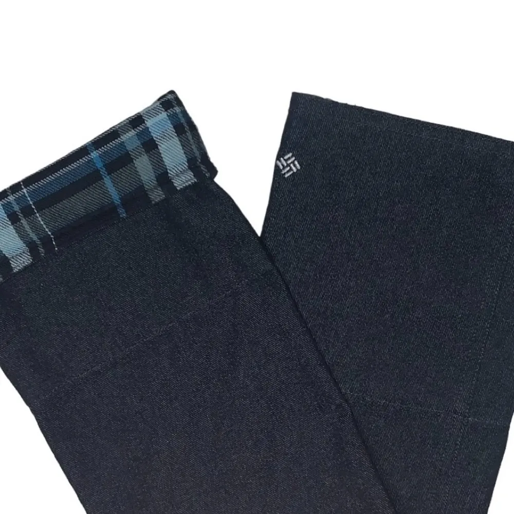 Columbia Denim Pants Jeans Dark Wash w/ Stretch Plaid Flannel Cuffs Size 2 NWOT - Image 5