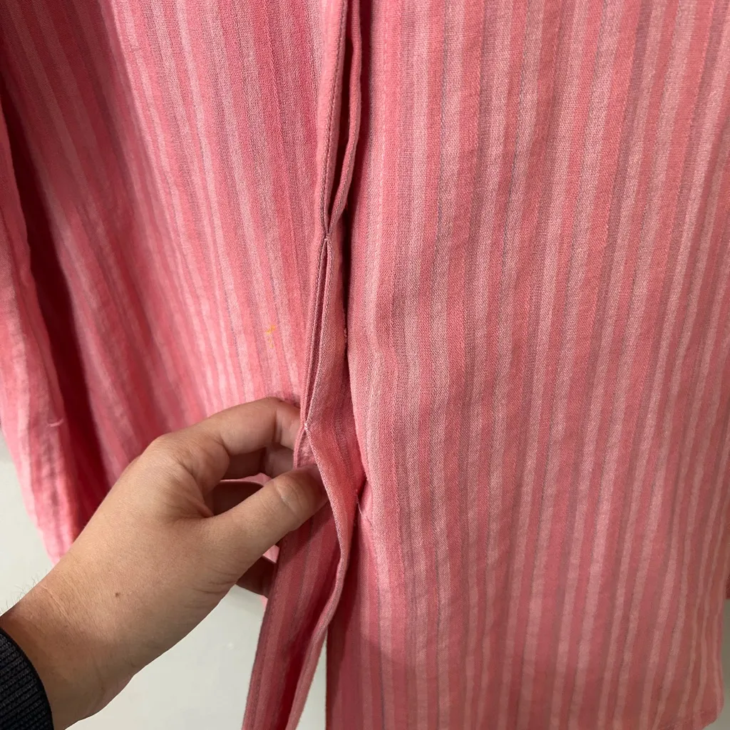 Fridaze Pink Linen Striped Button Up Top Sz L Size L - Image 5