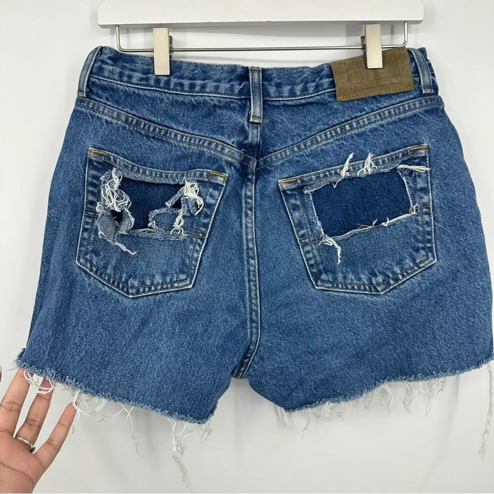 Tommy Hilfiger Vintage Y2K Custom Distressed Denim Shorts Size 30 Boho Rodeo - Image 5