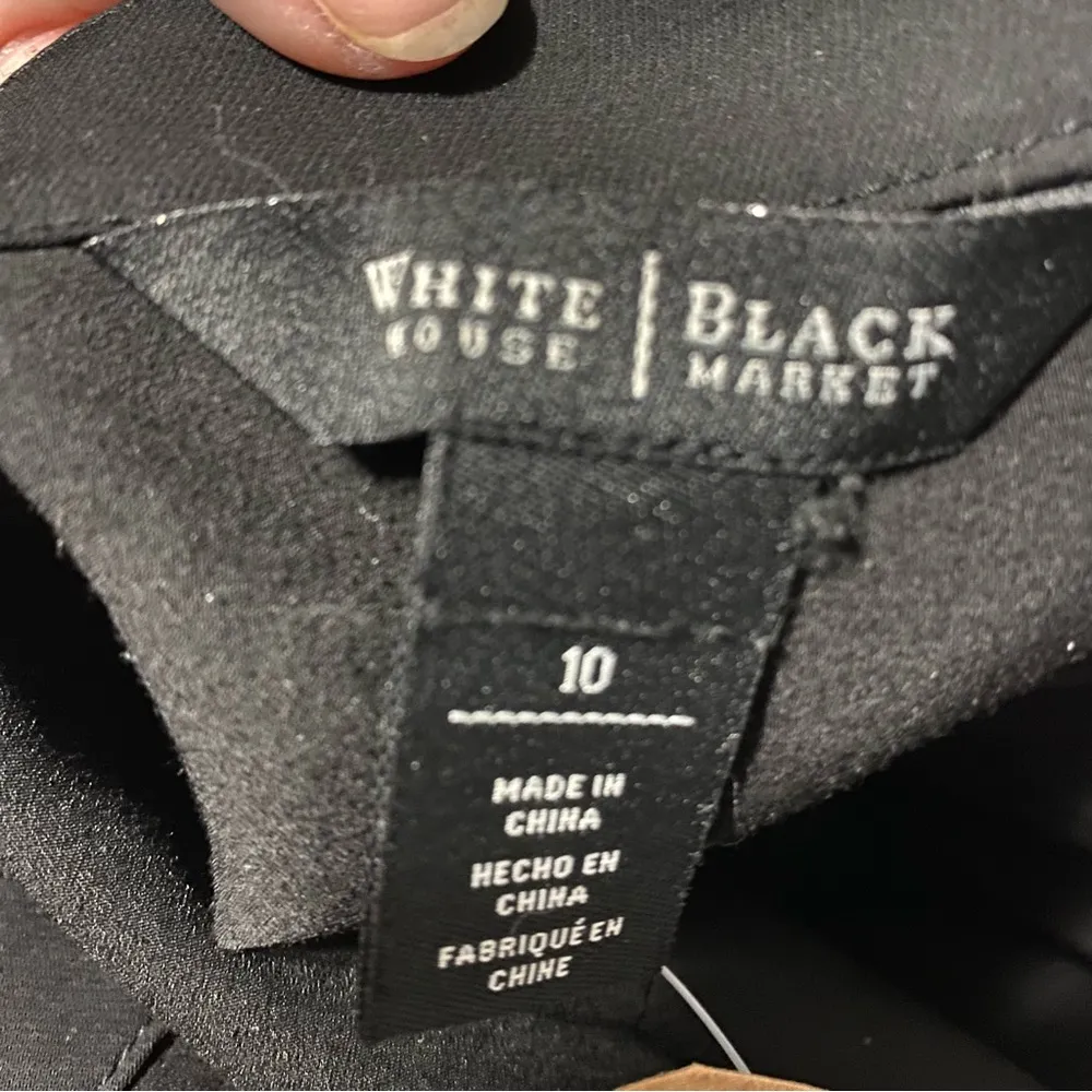 White House Black Market drop waist pleated tuxedo shirt dress black long sleeve - Image 4