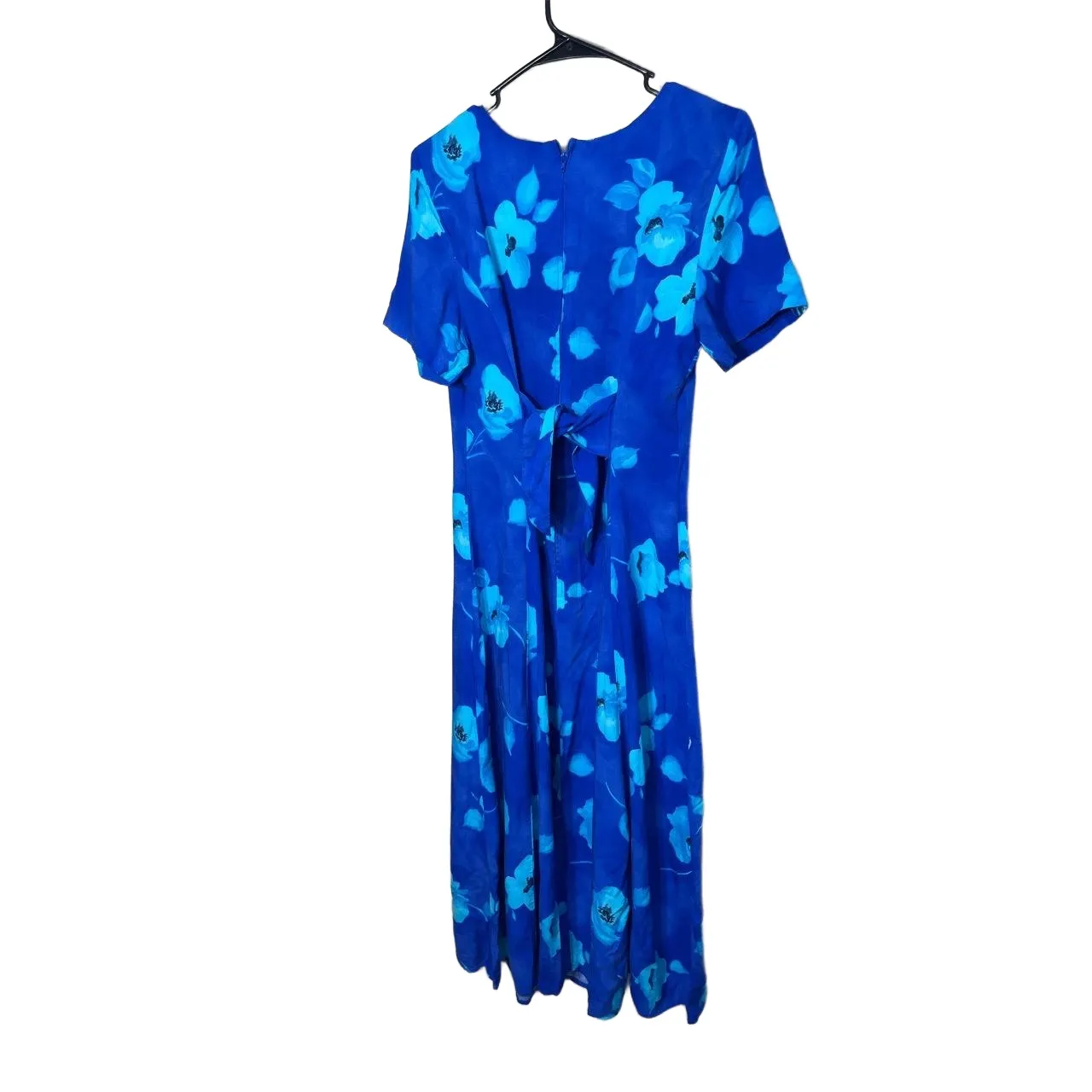 Sag Harbor Blue Floral Pattern Short Sleeve Maxi Dress 90s Vintage‎ Womens Large - Image 6