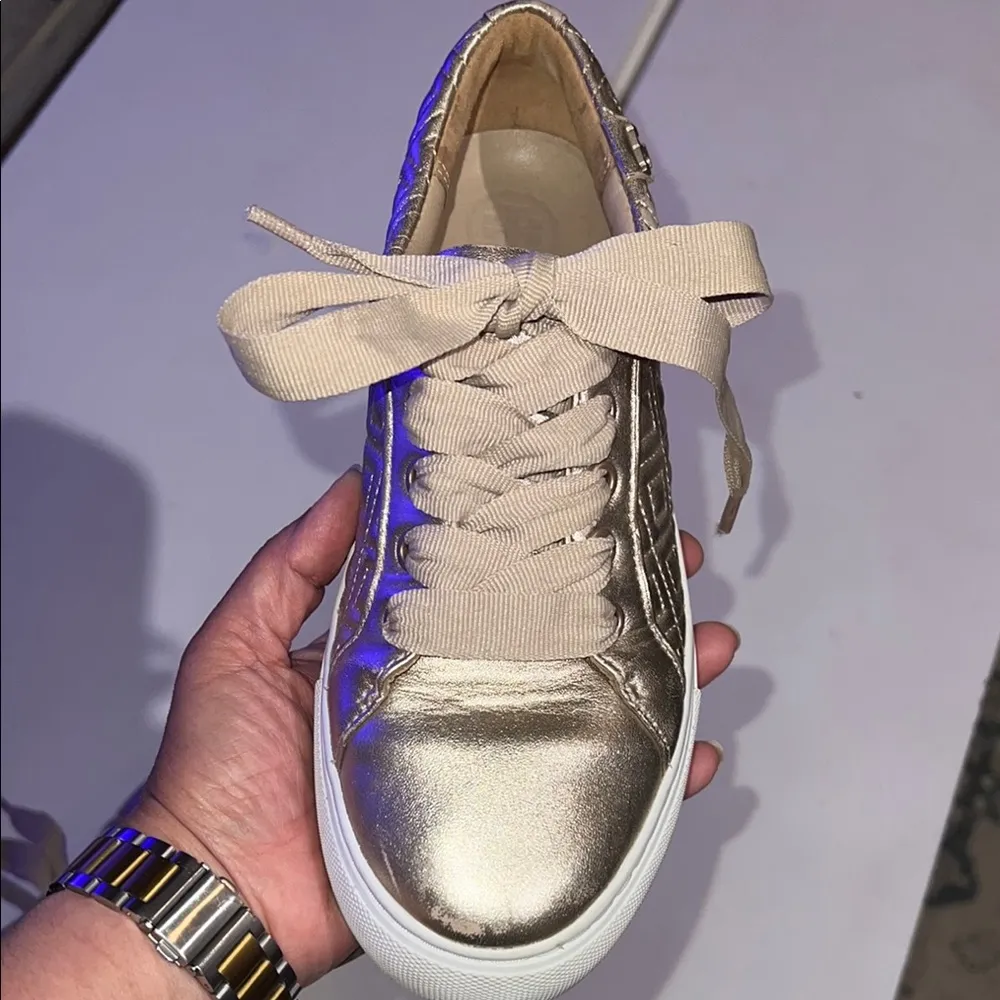 Tory Burch Marion Gold Quilted Sneakers 6M - Image 11
