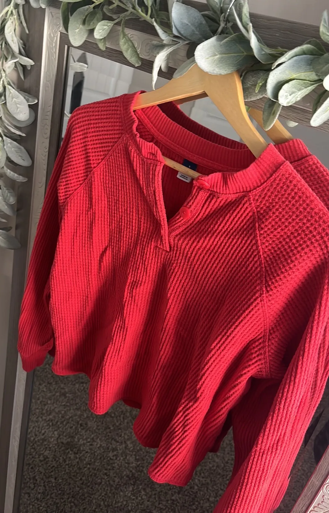 Old Navy Red Waffle Pullover - Image 3
