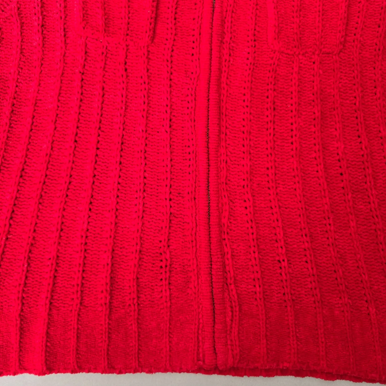 Vintage Y2K Knit Sweater Cottagecore Granny Chic Cozy Zipper Cardigan Red Large - Image 14