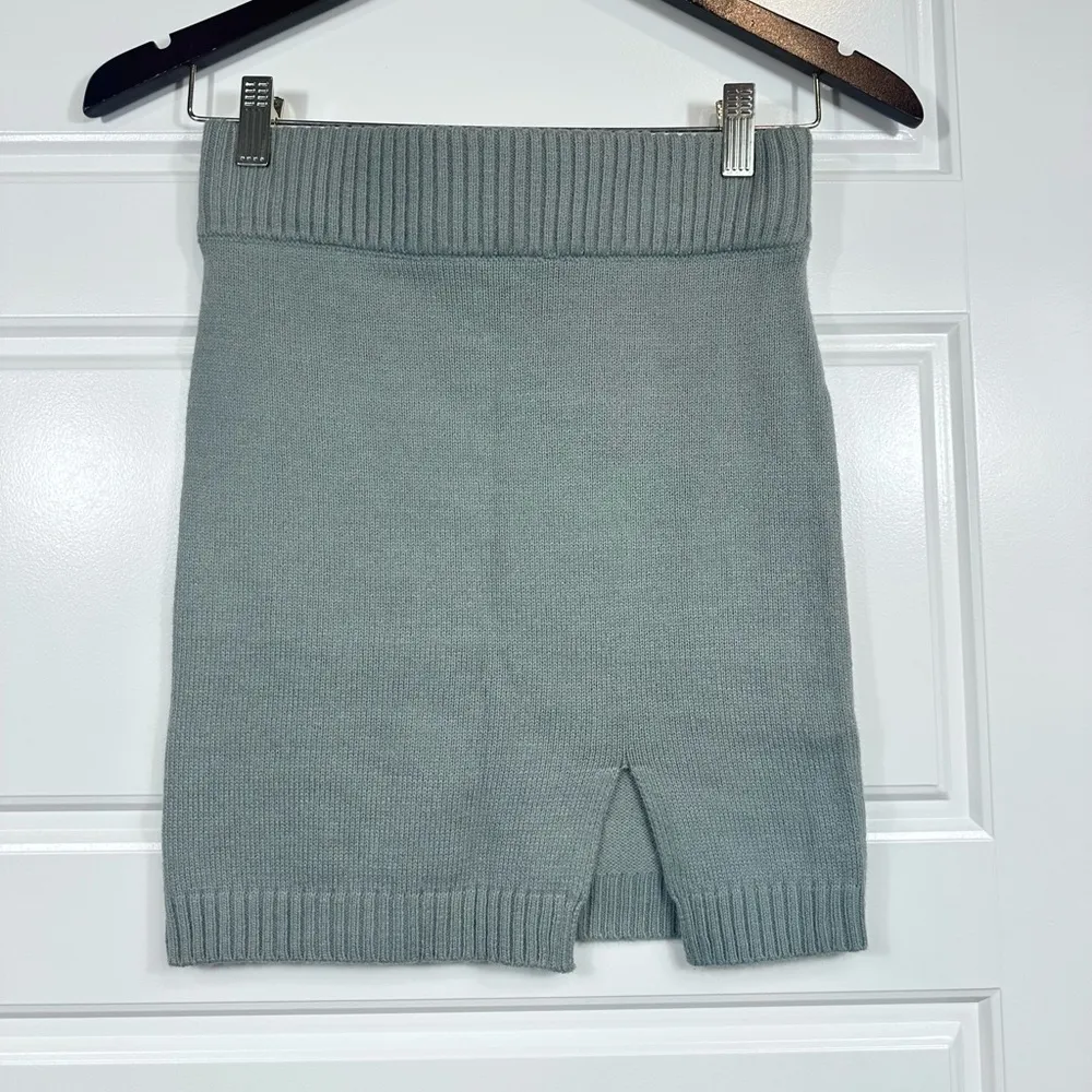 MABLE Women’s Classic Knit Mini Skirt In Sage Size S/M Green - Image 2