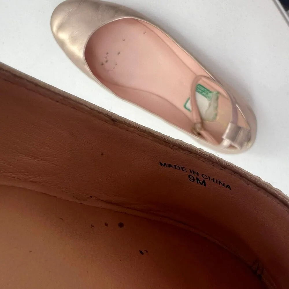 Kate Spade Size 9 Ballet Flats Wagan Ankle Strap Leather in Quartz Metallic Gold - Image 7