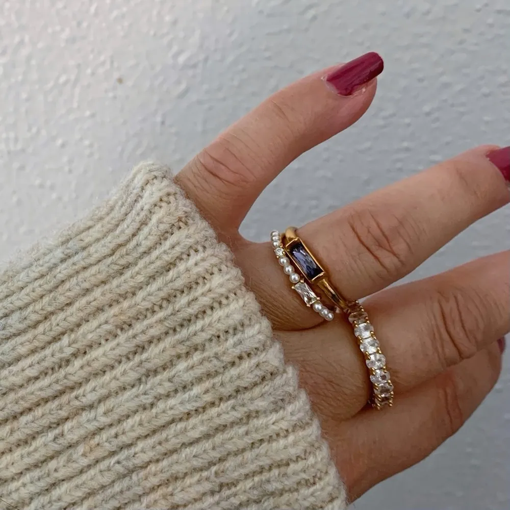 Dainty Gold and purple stacking ring - Image 8