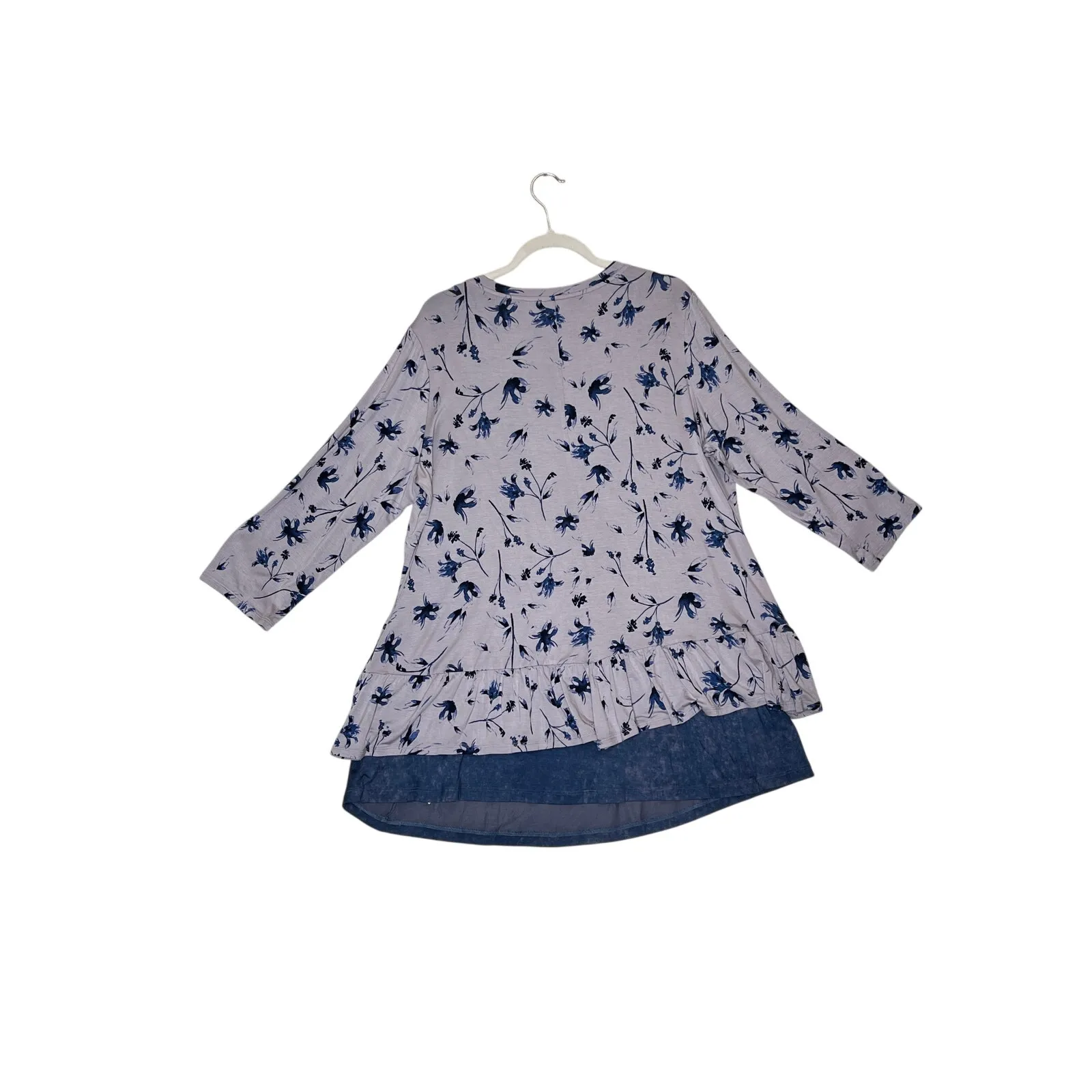 LOGO size XL purple/blue peplum hem floral lagenlook,prairiecore office attire Purple - Image 2