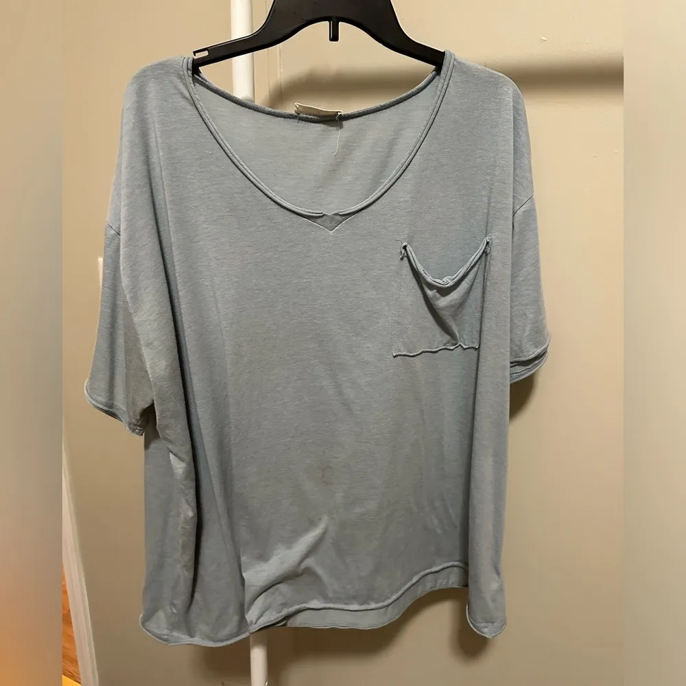 Zenana Dusty Blue Oversized Short Sleeve Top size medium - Image 2