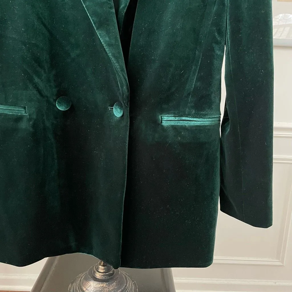 INC International Concepts Green Velvet Double Breasted Blazer S - Image 3