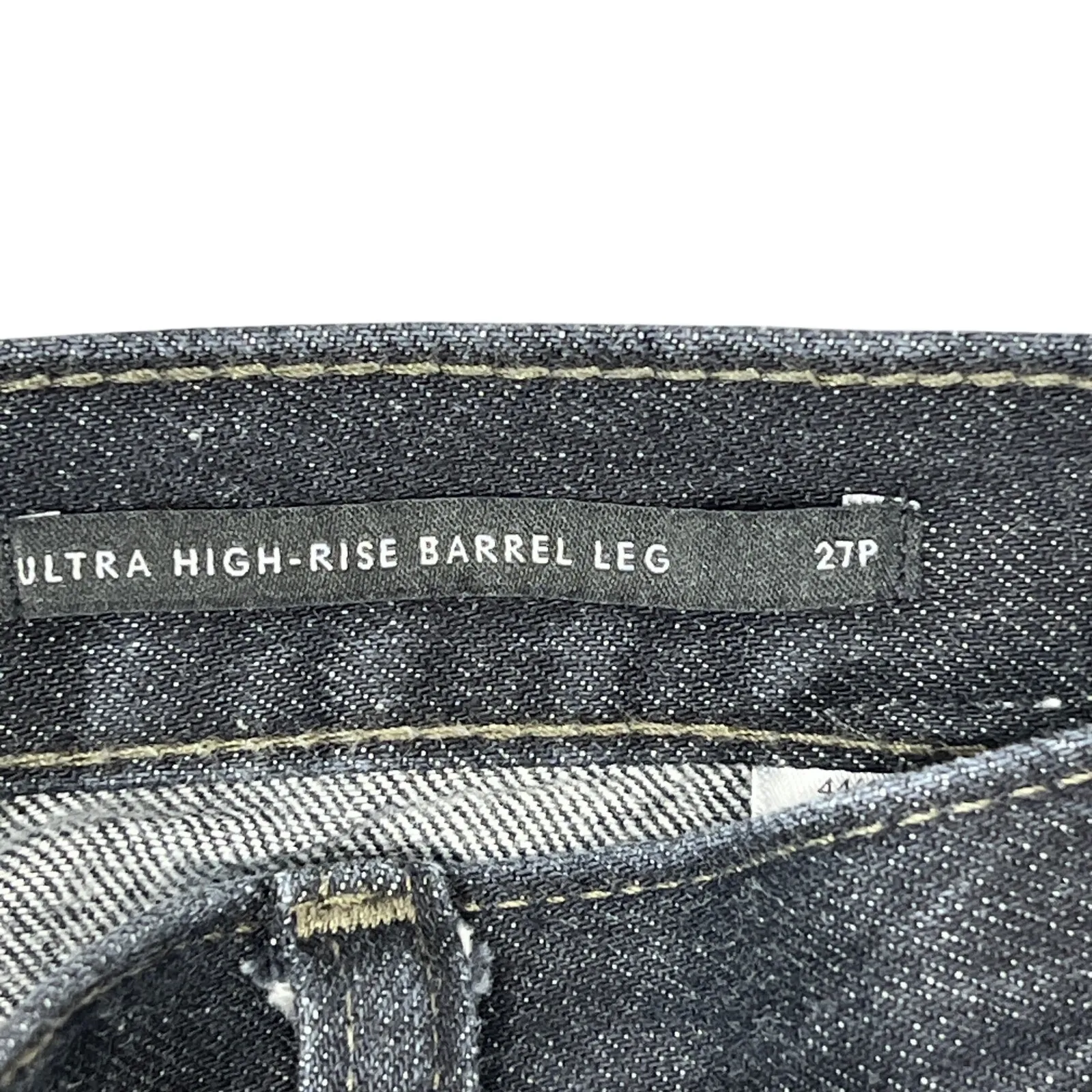 Banana Republic Ultra High Rise Barrel Leg Jeans 27"P Black Rinse Denim Grunge - Image 4