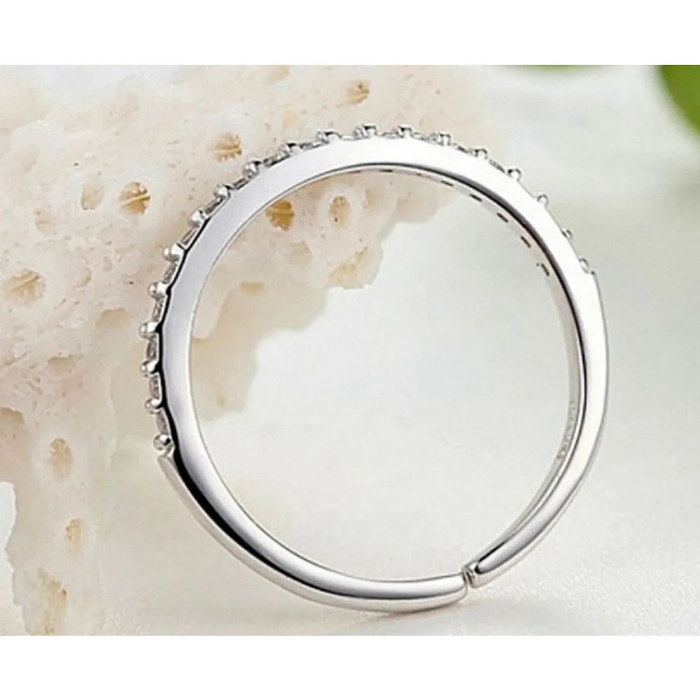 NEW Dainty 14k Gold Plated S925 Simulated Diamond Band Ring,‎ Adjustable Band - Image 16