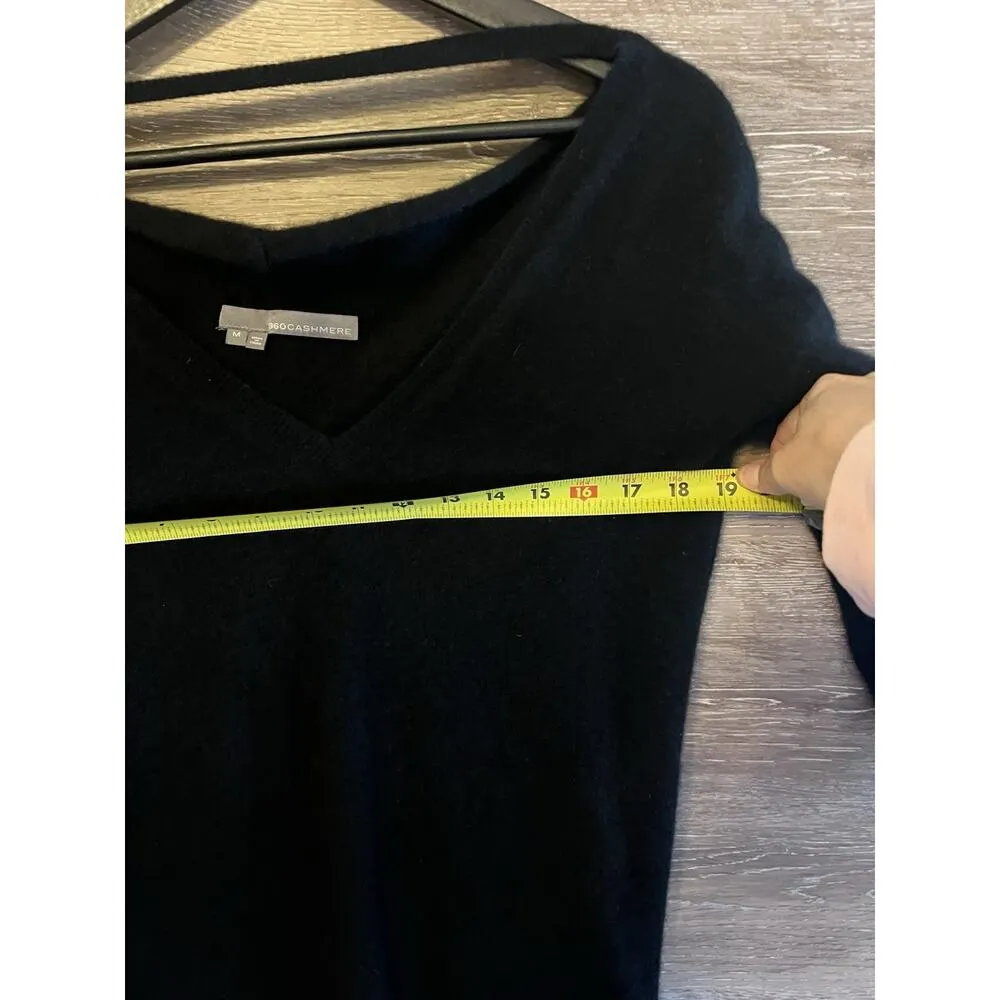 360 Cashmere Long Sleeve Tunic Sweater Mini Dress SZ Medium Black - Image 4