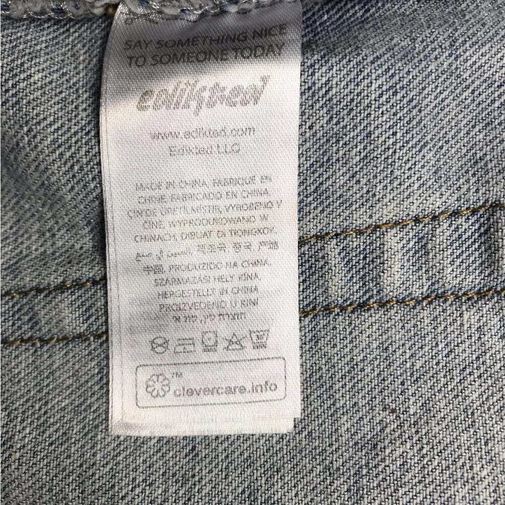 EDIKTED Denim Skirt Women Sz S Low Rise Front Slits Boho Preppy Feminine Party - Image 11