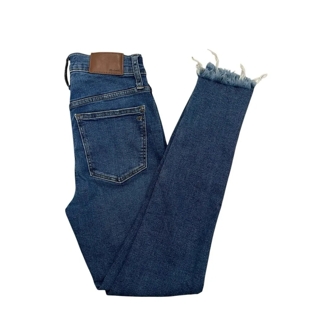 Madewell 10" High Rise Skinny Crop Jeans Button Fly Raw Hem Med Wash Women’s 25 - Image 5