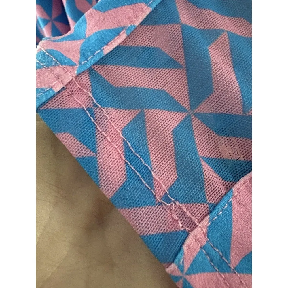 Sport Haley 1/4 Zip Shirt Size L Pink Blue Geometric Mesh Inset Pickleball Golf Size L - Image 5