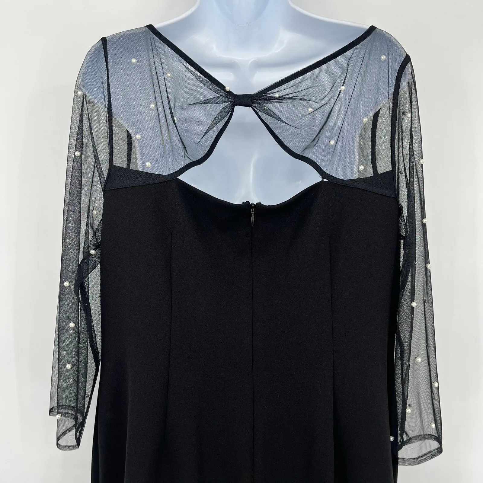 Karl Lagerfeld Pearl Mesh Sheath Dress Sz 14 Coquette Sheer Whimsigoth Glam Bow - Image 6