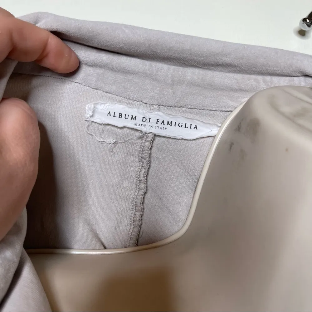 ALBUM DI FAMIGLIA Light Grey Velvet Collar Oversized Button Front Shirt Dress S - Image 3