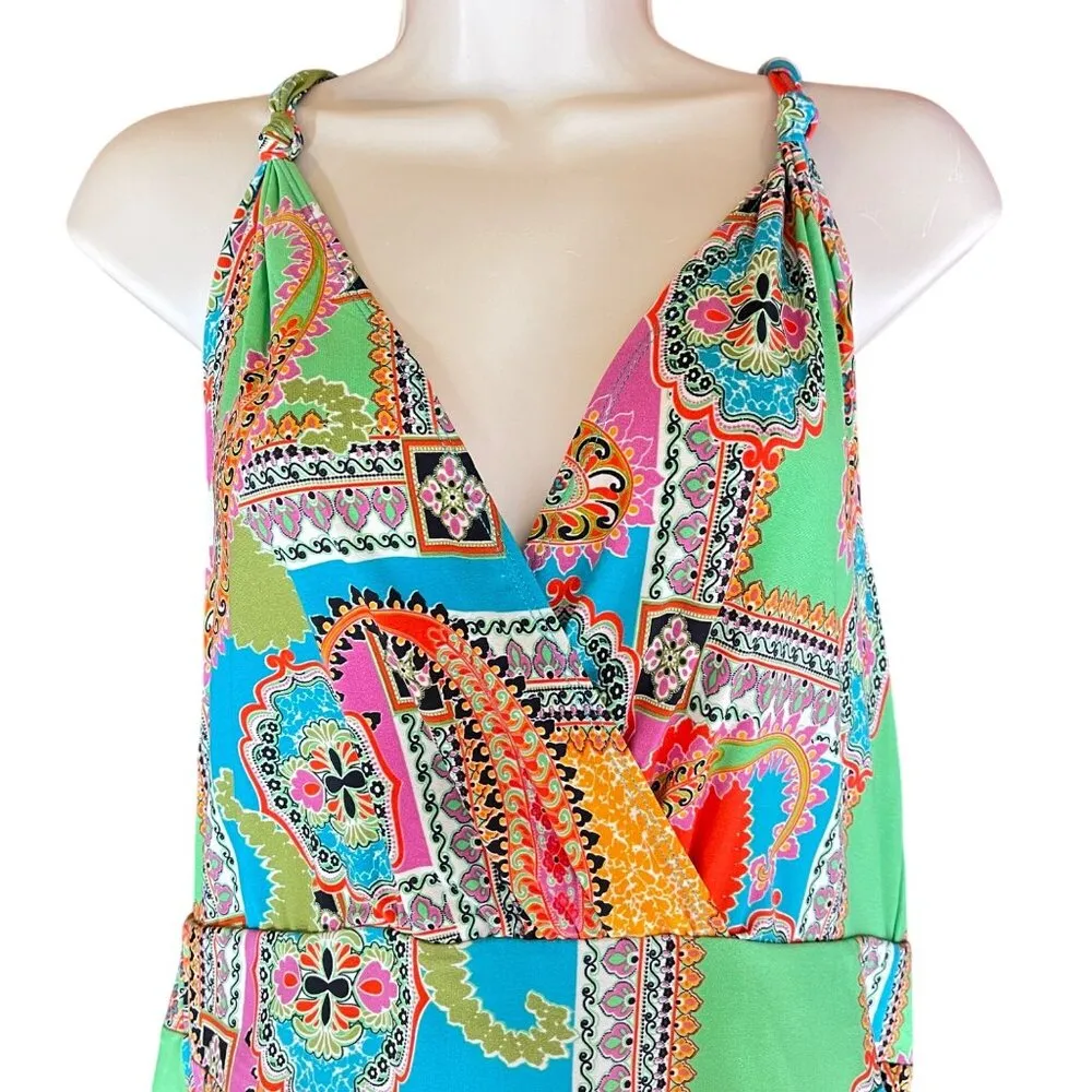 New Directions Woman Sleeveless Maxi Dress Cruise Vacation Women Plus Size 1X Vt Green - Image 3