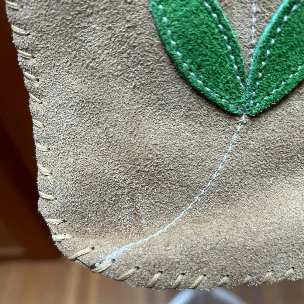 Vintage Mexico Handmade Artisan Leather Suede Crossbody Purse Bag Festival Indie - Image 6